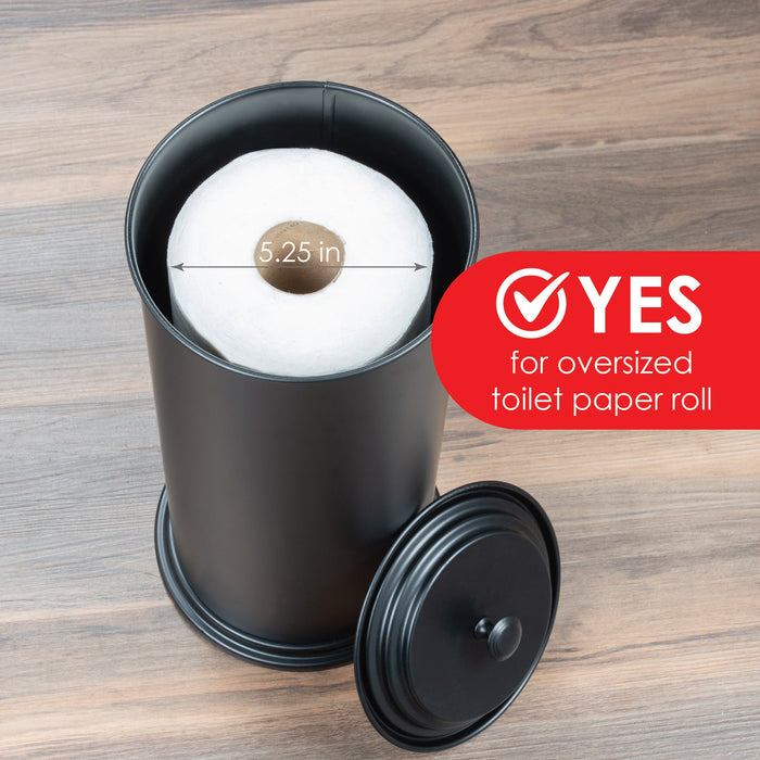 Freestanding Extra Large Toilet Paper Holder (Matte Black Finish) - Sweatfully