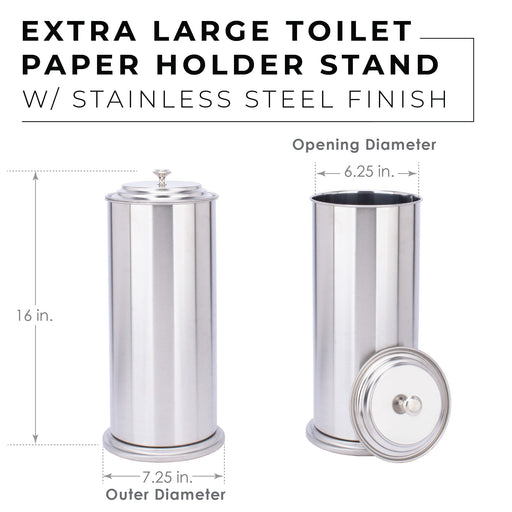 Freestanding Extra Large Toilet Paper Holder  (Stainless Steel Finish) - Sweatfully