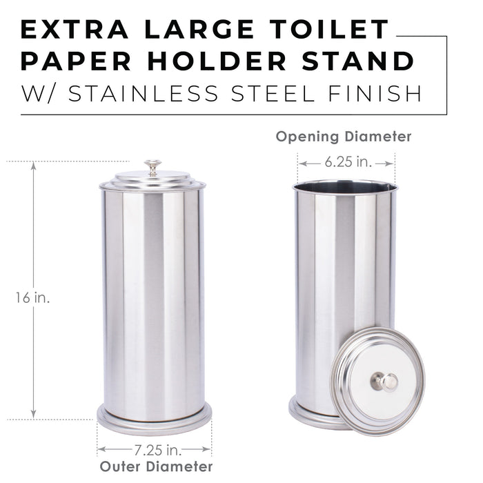 Freestanding Extra Large Toilet Paper Holder  (Stainless Steel Finish) - Sweatfully