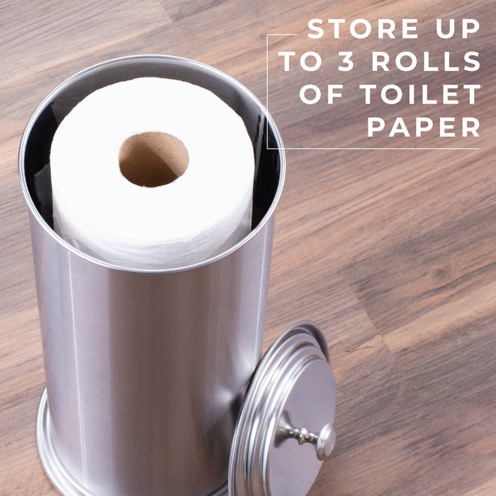 Freestanding Extra Large Toilet Paper Holder  (Stainless Steel Finish) - Sweatfully