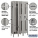 Salsbury 12" Wide Single Tier Vented Metal Locker - 3 Wide - 6 Feet High - 12 Inches Deep - Gray - Unassembled - Sweatfully