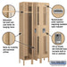 Salsbury 12" Wide Single Tier Vented Metal Locker - 3 Wide - 6 Feet High - 12 Inches Deep - Tan - Unassembled - Sweatfully