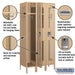 Salsbury 12" Wide Single Tier Vented Metal Locker - 3 Wide - 6 Feet High - 18 Inches Deep - Tan - Unassembled - Sweatfully