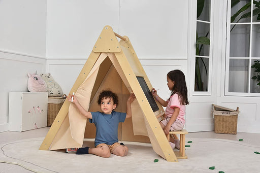 Oak - Wood Learning Tent and Climber with Desk and Chair - Sweatfully