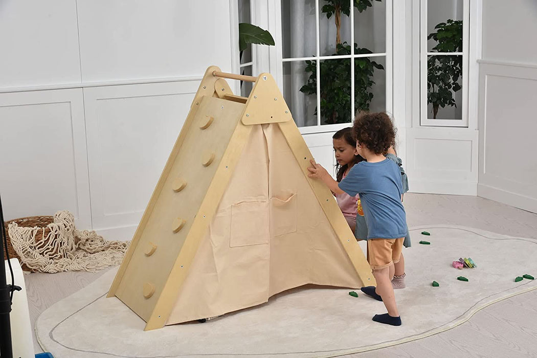 Oak - Wood Learning Tent and Climber with Desk and Chair - Sweatfully