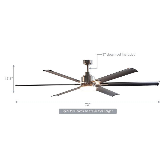 72" Bankston Modern DC Motor Downrod Mount Reversible Ceiling Fan with Lighting and Remote Control - Sweatfully
