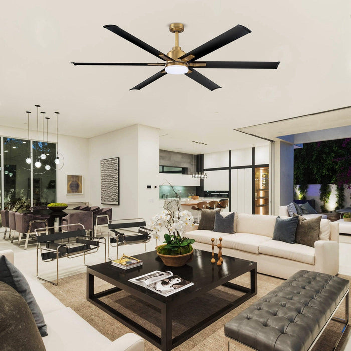 72" Bankston Modern DC Motor Downrod Mount Reversible Ceiling Fan with Lighting and Remote Control - Sweatfully