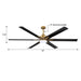 72" Bankston Modern DC Motor Downrod Mount Reversible Ceiling Fan with Lighting and Remote Control - Sweatfully