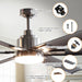 72" Bankston Modern DC Motor Downrod Mount Reversible Ceiling Fan with Lighting and Remote Control - Sweatfully