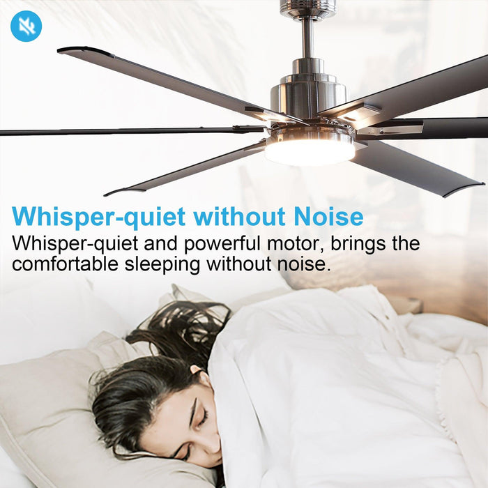 72" Bankston Modern DC Motor Downrod Mount Reversible Ceiling Fan with Lighting and Remote Control - Sweatfully