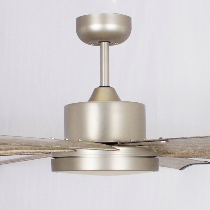 72" Bankston Modern Satin Nickel DC Motor Downrod Mount Ceiling Fan with LED Lighting and Remote Control - Sweatfully