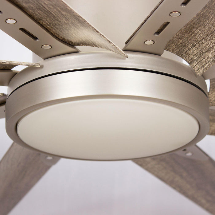 72" Bankston Modern Satin Nickel DC Motor Downrod Mount Ceiling Fan with LED Lighting and Remote Control - Sweatfully
