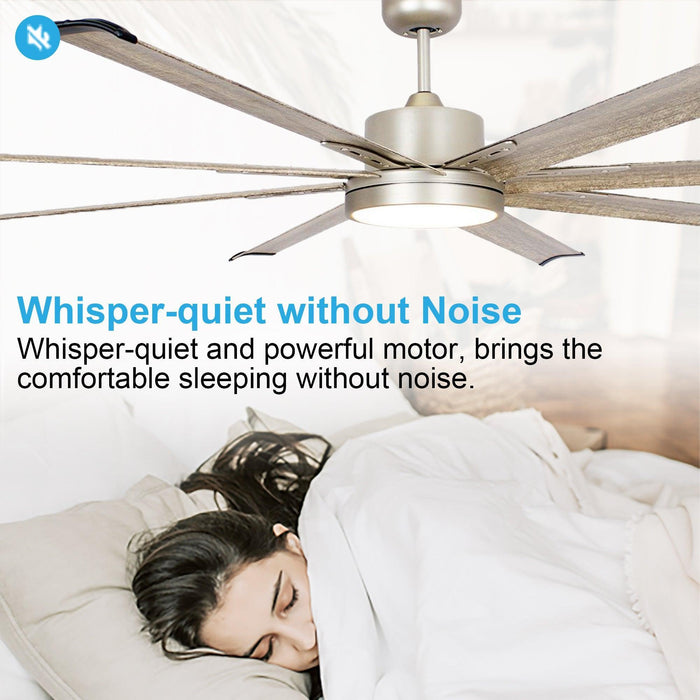 72" Bankston Modern Satin Nickel DC Motor Downrod Mount Ceiling Fan with LED Lighting and Remote Control - Sweatfully