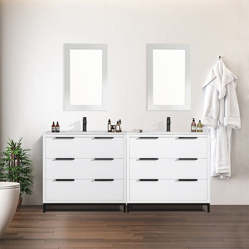 72'' Bathroom Vanity Set With Ceramic Sinks And MDF Drawer Cabinets (96471852) - Sweatfully