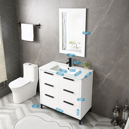 72'' Bathroom Vanity Set With Ceramic Sinks And MDF Drawer Cabinets (96471852) - Sweatfully