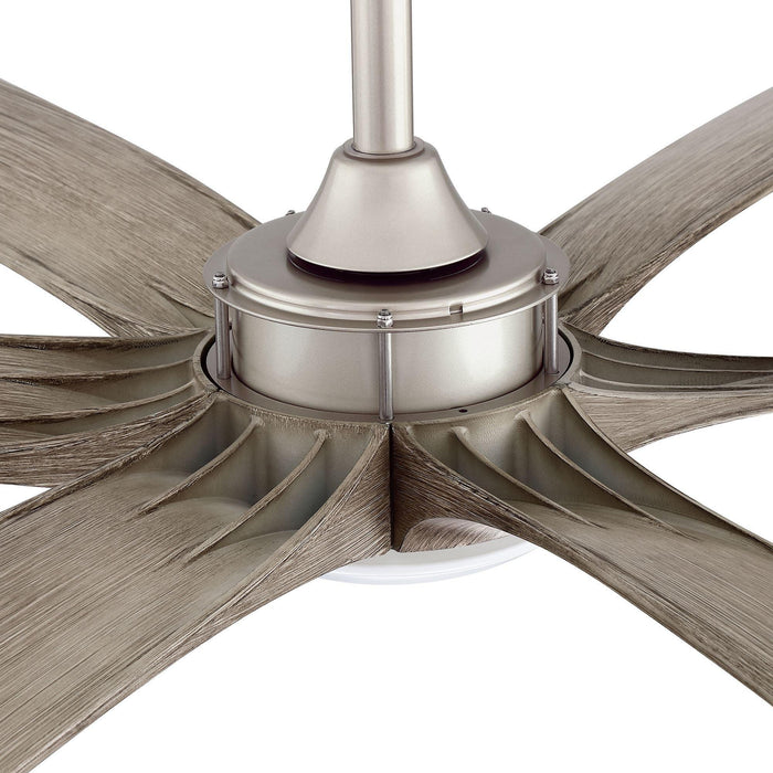 72" Jaydn Farmhouse Satin Nickel DC Motor Downrod Mount Reversible Ceiling Fan with Lighting and Remote Control - Sweatfully