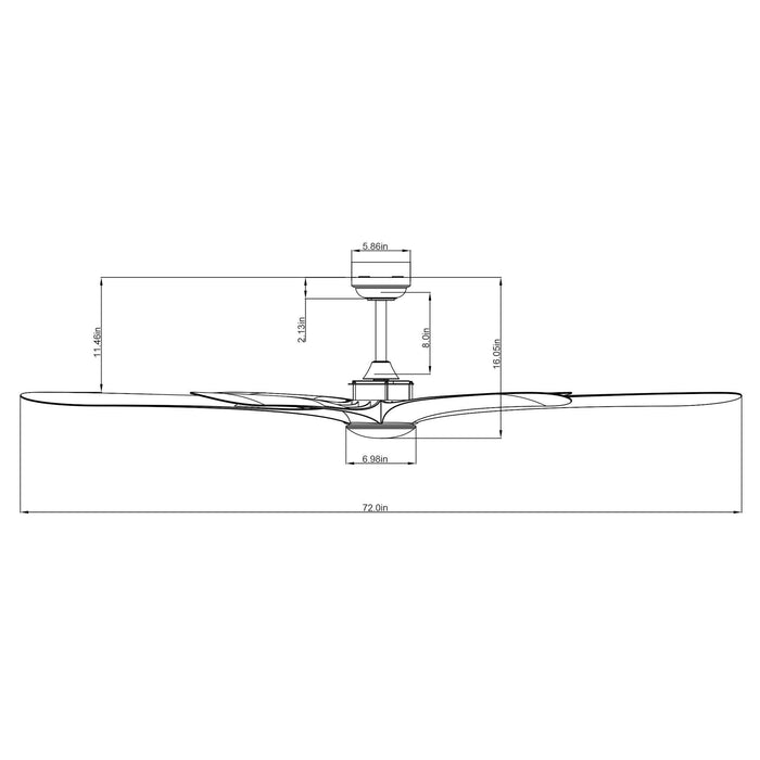 72" Jaydn Farmhouse Satin Nickel DC Motor Downrod Mount Reversible Ceiling Fan with Lighting and Remote Control - Sweatfully