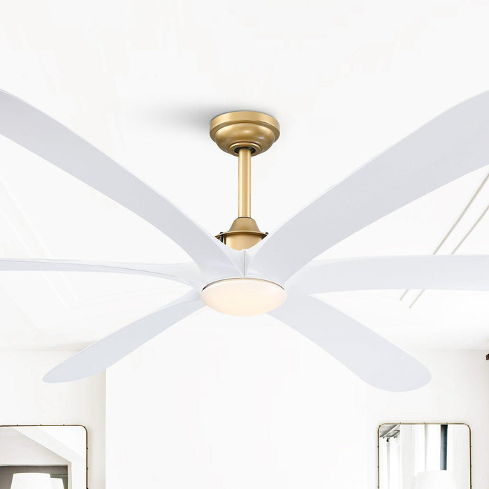 72" Jaydn Farmhouse Satin Nickel DC Motor Downrod Mount Reversible Ceiling Fan with Lighting and Remote Control - Sweatfully