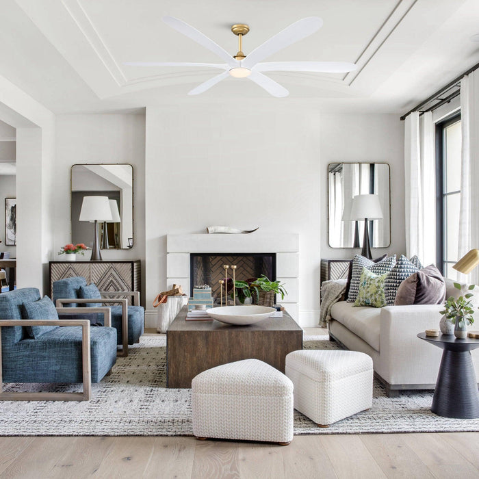 72" Jaydn Farmhouse Satin Nickel DC Motor Downrod Mount Reversible Ceiling Fan with Lighting and Remote Control - Sweatfully