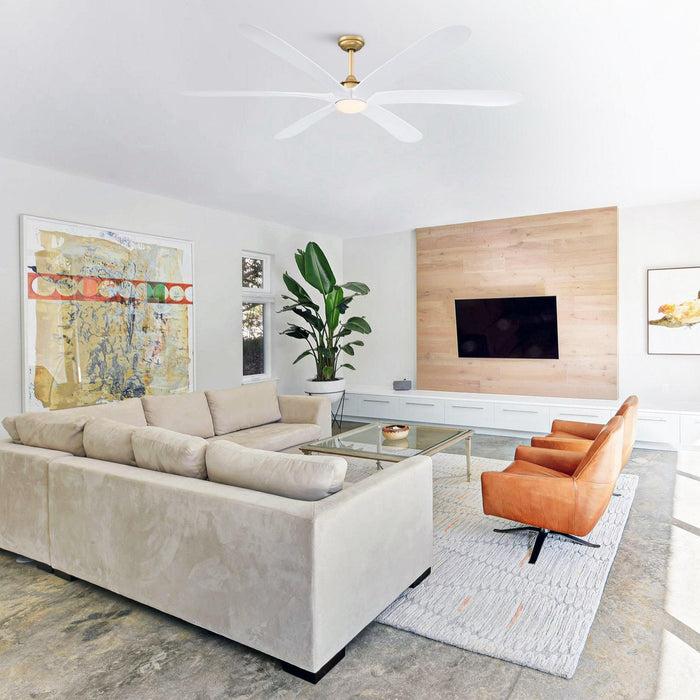 72" Jaydn Farmhouse Satin Nickel DC Motor Downrod Mount Reversible Ceiling Fan with Lighting and Remote Control - Sweatfully