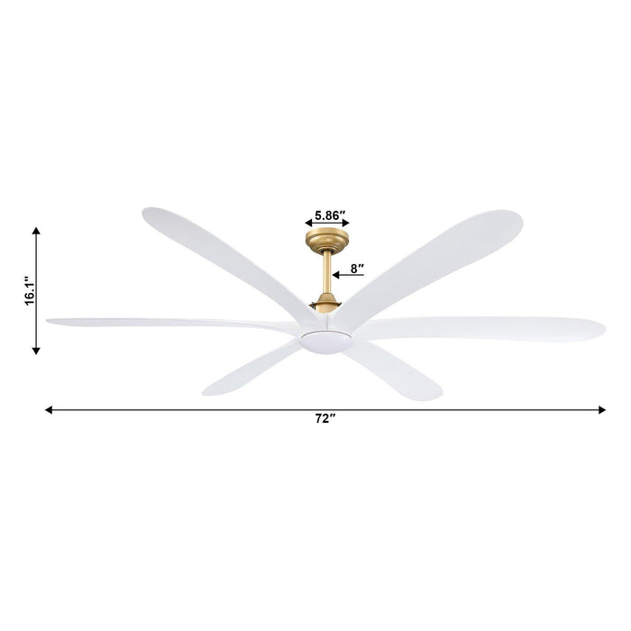 72" Jaydn Farmhouse Satin Nickel DC Motor Downrod Mount Reversible Ceiling Fan with Lighting and Remote Control - Sweatfully