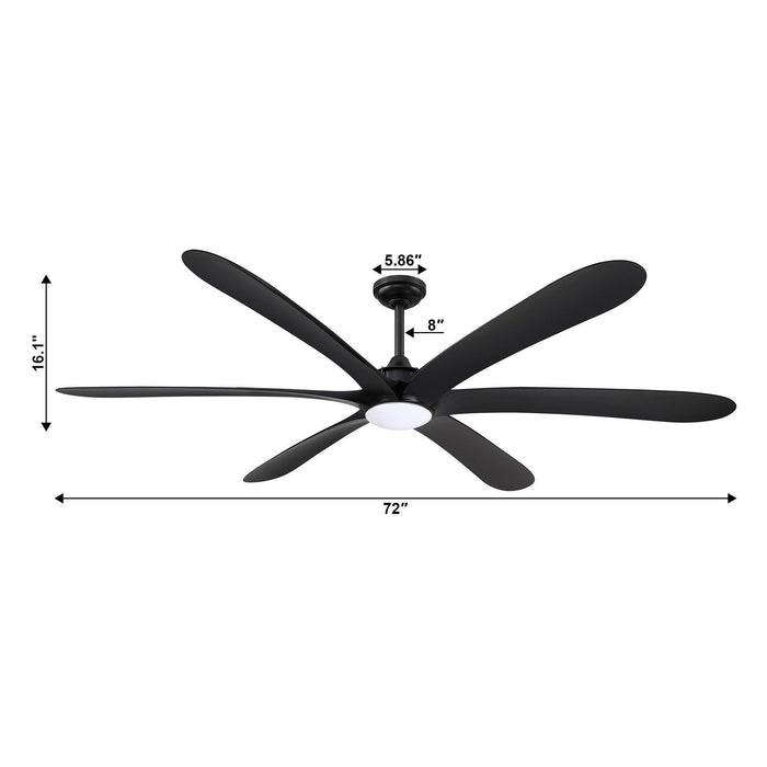 72" Jaydn Farmhouse Satin Nickel DC Motor Downrod Mount Reversible Ceiling Fan with Lighting and Remote Control - Sweatfully