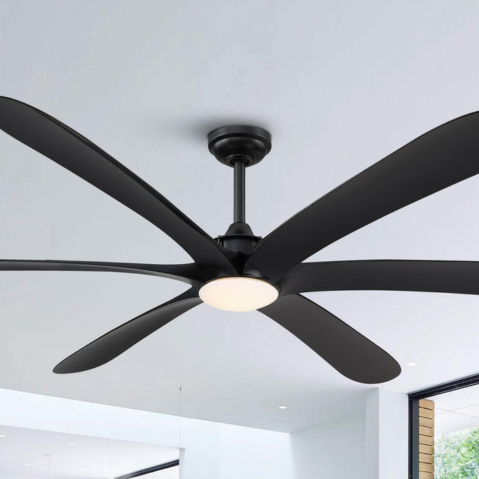 72" Jaydn Farmhouse Satin Nickel DC Motor Downrod Mount Reversible Ceiling Fan with Lighting and Remote Control - Sweatfully