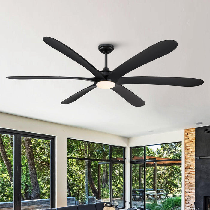 72" Jaydn Farmhouse Satin Nickel DC Motor Downrod Mount Reversible Ceiling Fan with Lighting and Remote Control - Sweatfully