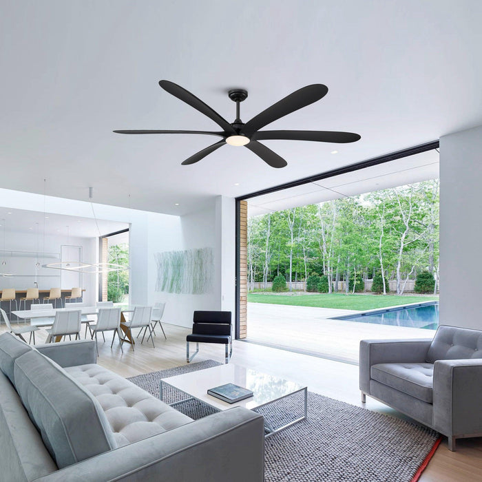 72" Jaydn Farmhouse Satin Nickel DC Motor Downrod Mount Reversible Ceiling Fan with Lighting and Remote Control - Sweatfully