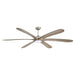 72" Jaydn Farmhouse Satin Nickel DC Motor Downrod Mount Reversible Ceiling Fan with Lighting and Remote Control - Sweatfully