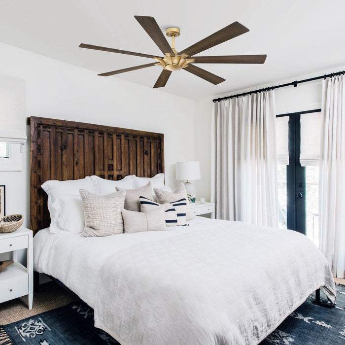 72" Farmhouse DC Motor Brushed Nickel Downrod Mount Reversible Ceiling Fan with Remote Control - Sweatfully