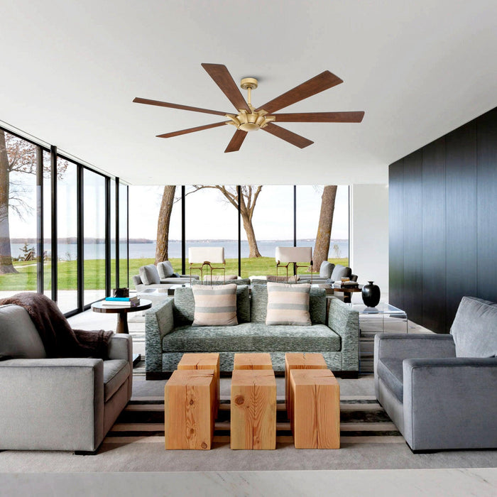 72" Farmhouse DC Motor Brushed Nickel Downrod Mount Reversible Ceiling Fan with Remote Control - Sweatfully