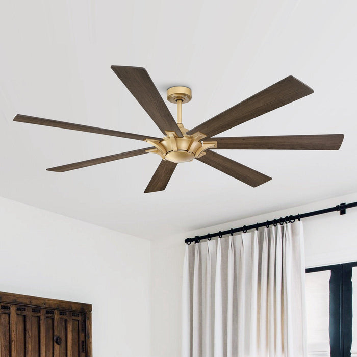 72" Farmhouse DC Motor Brushed Nickel Downrod Mount Reversible Ceiling Fan with Remote Control - Sweatfully