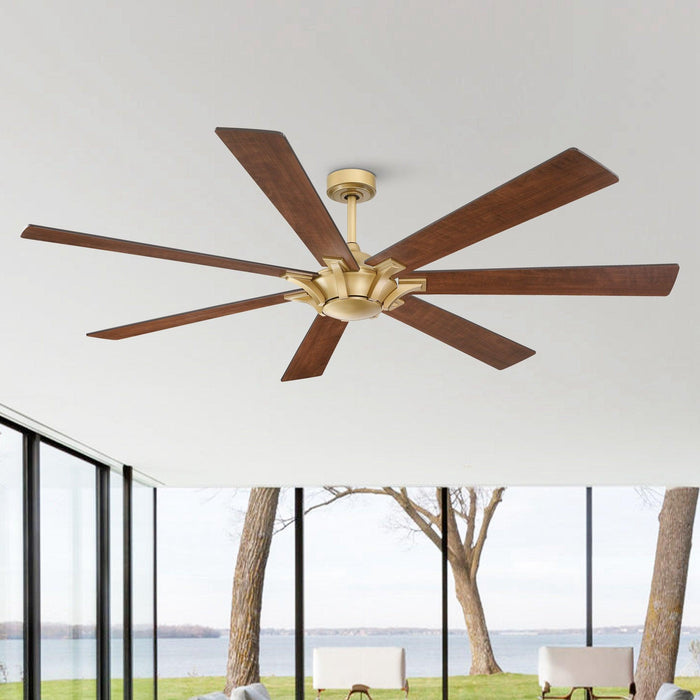 72" Farmhouse DC Motor Brushed Nickel Downrod Mount Reversible Ceiling Fan with Remote Control - Sweatfully