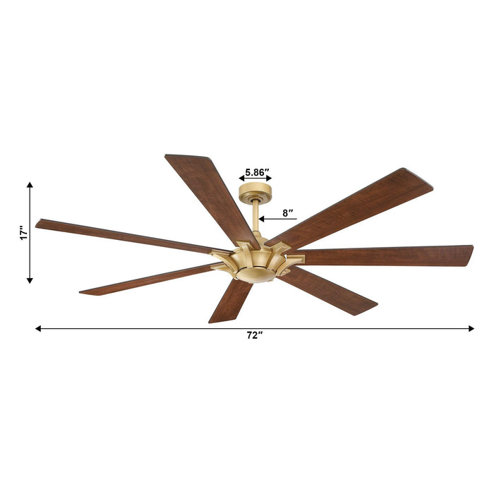 72" Farmhouse DC Motor Brushed Nickel Downrod Mount Reversible Ceiling Fan with Remote Control - Sweatfully
