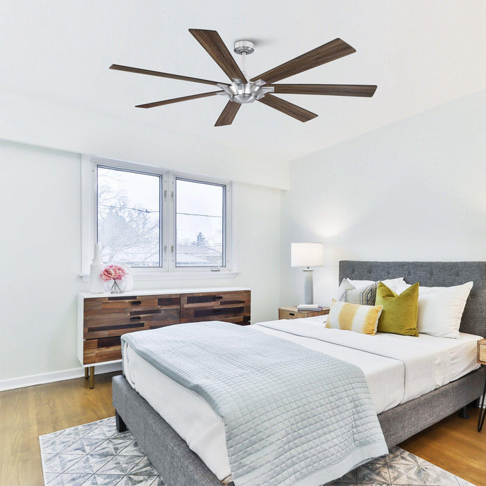 72" Farmhouse DC Motor Brushed Nickel Downrod Mount Reversible Ceiling Fan with Remote Control - Sweatfully