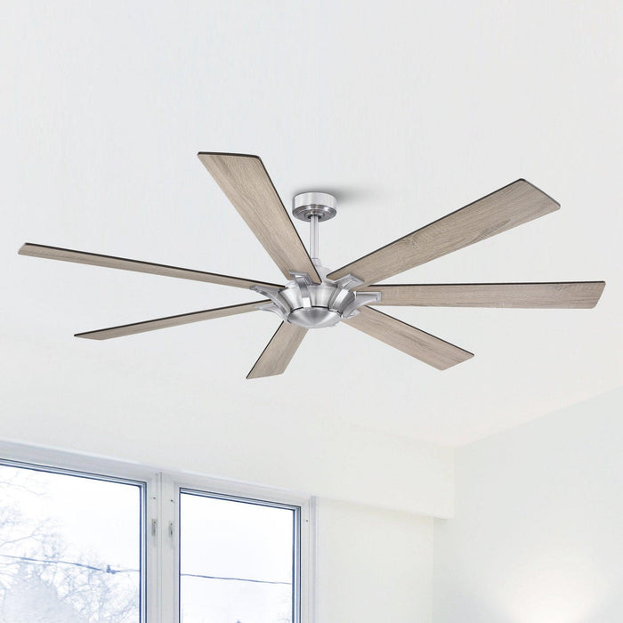 72" Farmhouse DC Motor Brushed Nickel Downrod Mount Reversible Ceiling Fan with Remote Control - Sweatfully