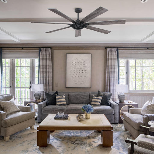 72" Farmhouse DC Motor Brushed Nickel Downrod Mount Reversible Ceiling Fan with Remote Control - Sweatfully