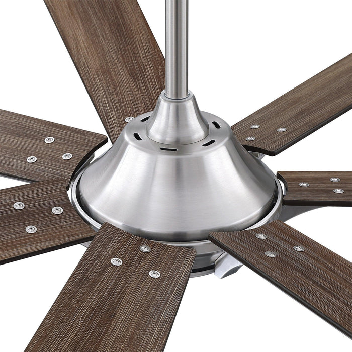 72" Farmhouse DC Motor Brushed Nickel Downrod Mount Reversible Ceiling Fan with Remote Control - Sweatfully