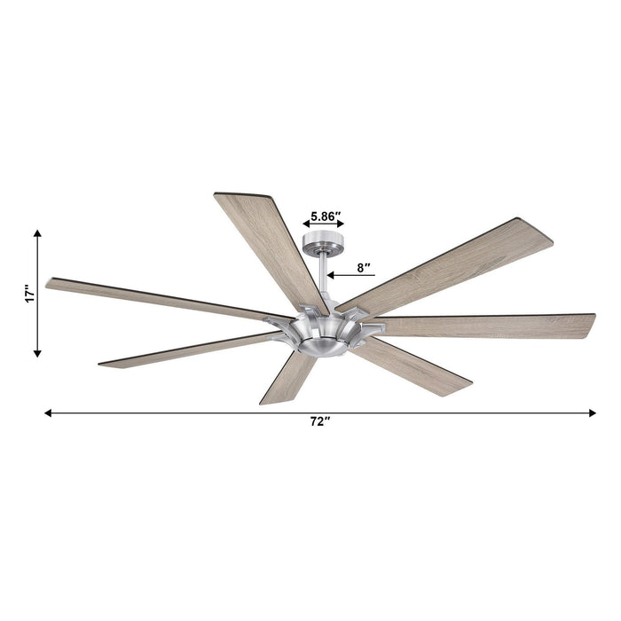 72" Farmhouse DC Motor Brushed Nickel Downrod Mount Reversible Ceiling Fan with Remote Control - Sweatfully