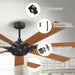 72" Farmhouse DC Motor Brushed Nickel Downrod Mount Reversible Ceiling Fan with Remote Control - Sweatfully