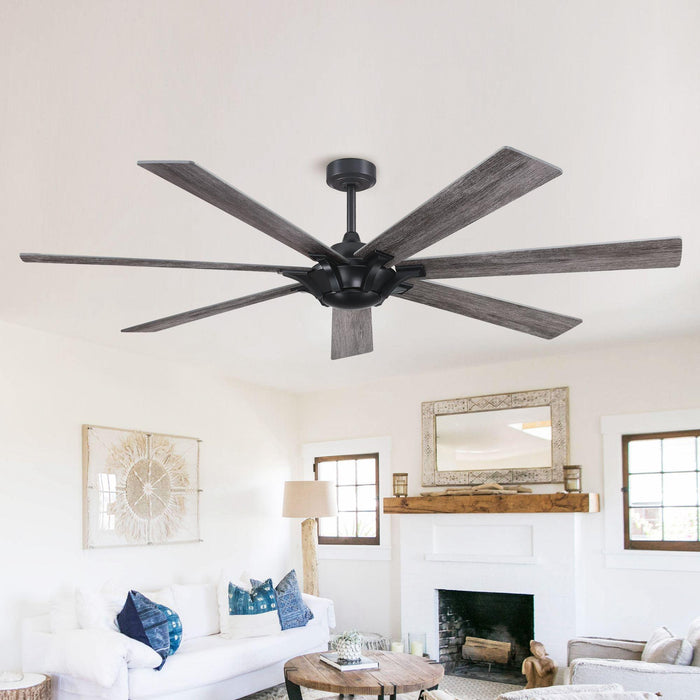 72" Farmhouse DC Motor Brushed Nickel Downrod Mount Reversible Ceiling Fan with Remote Control - Sweatfully