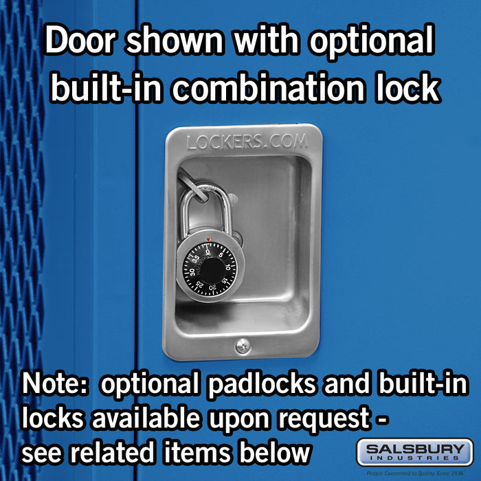 Salsbury 24" Wide Vented Gear Metal Locker - 6 Feet High - 24 Inches Deep - Blue - Unassembled - Sweatfully