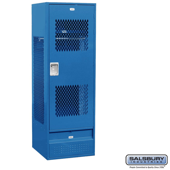 Salsbury 24" Wide Vented Gear Metal Locker - 6 Feet High - 24 Inches Deep - Blue - Unassembled - Sweatfully