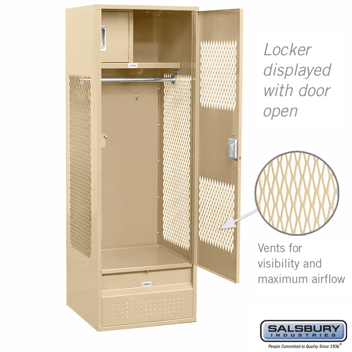 Salsbury 24" Wide Vented Gear Metal Locker - 6 Feet High - 24 Inches Deep - Tan - Assembled - Sweatfully
