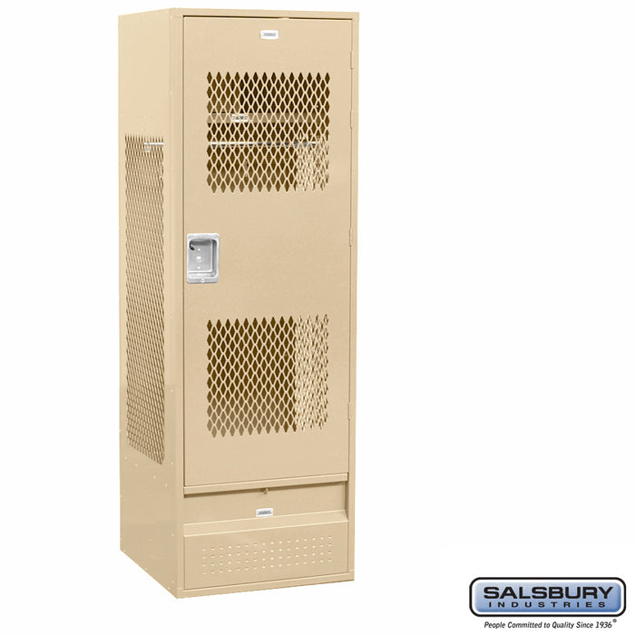 Salsbury 24" Wide Vented Gear Metal Locker - 6 Feet High - 24 Inches Deep - Tan - Assembled - Sweatfully
