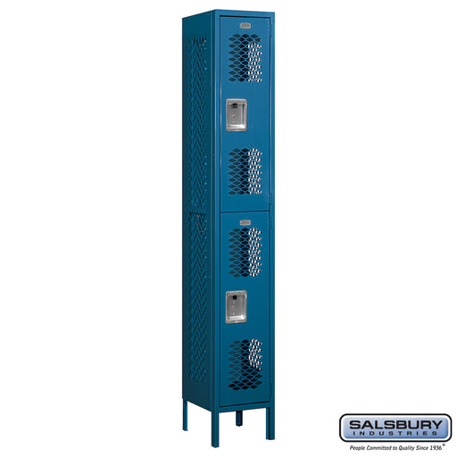 Salsbury 12" Wide Double Tier Vented Metal Locker - 1 Wide - 6 Feet High - 12 Inches Deep - Blue - Assembled - Sweatfully