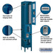 Salsbury 12" Wide Double Tier Vented Metal Locker - 1 Wide - 6 Feet High - 12 Inches Deep - Blue - Unassembled - Sweatfully