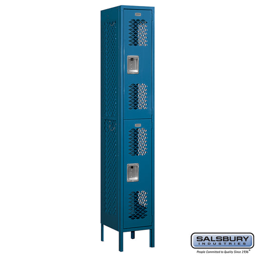 Salsbury 12" Wide Double Tier Vented Metal Locker - 1 Wide - 6 Feet High - 15 Inches Deep - Blue - Unassembled - Sweatfully