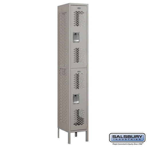 Salsbury 12" Wide Double Tier Vented Metal Locker - 1 Wide - 6 Feet High - 15 Inches Deep - Gray - Unassembled - Sweatfully